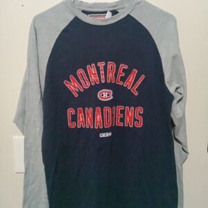 CCM Montreal Canadiens Navy and Gray Long Sleeve Tee men Size Small